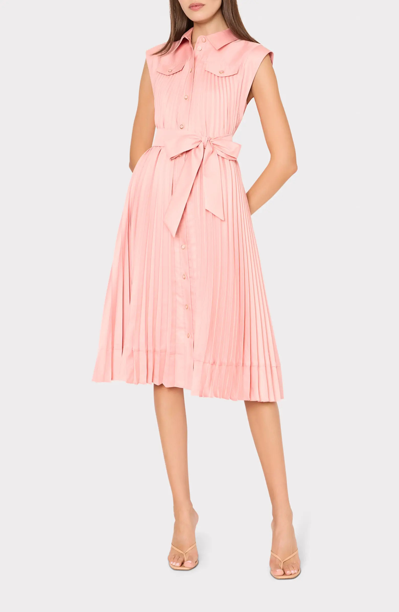 Johanna Pleat Twill Midi Shirtdress | Nordstrom