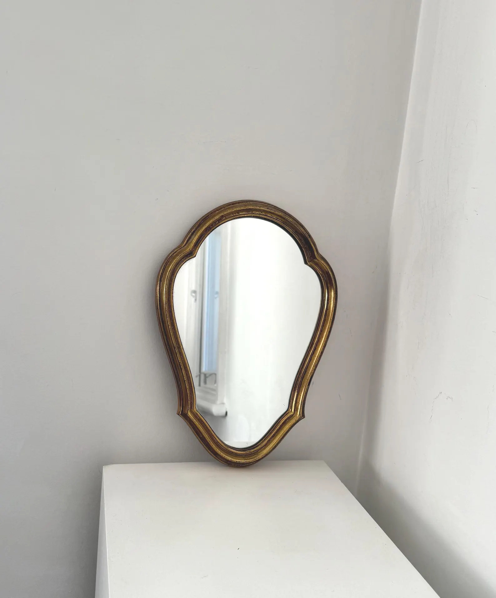 Vintage Belgian Small Antique Style Gold Wall Mirror, Ornate Curved Entry Hall Mirror - Etsy | Etsy (US)