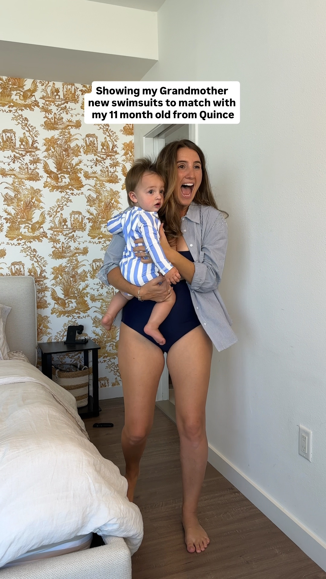Teddy shows Granny his new @Quince swimsuits!! (And mommy got some too!)

Teddy is 11 months old and wearing a size BABY 12-18 months! I’m wearing a size large in all swimsuits and large in the button down.

#quincepartner

#LTKKids #LTKSaleAlert #LTKBaby