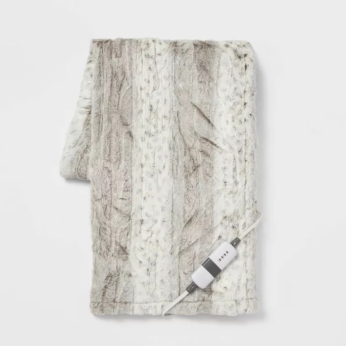 50"x60" Electric Faux Fur Throw Blanket Snow Leopard - Threshold™ | Target