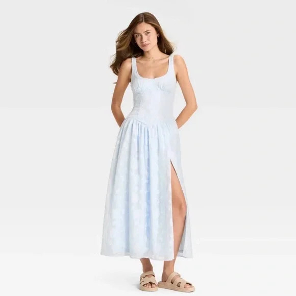 Women's Jacquard Tulle Trim Maxi a-Line Dress - Wild Fable™ Light Blue Sz M | Poshmark