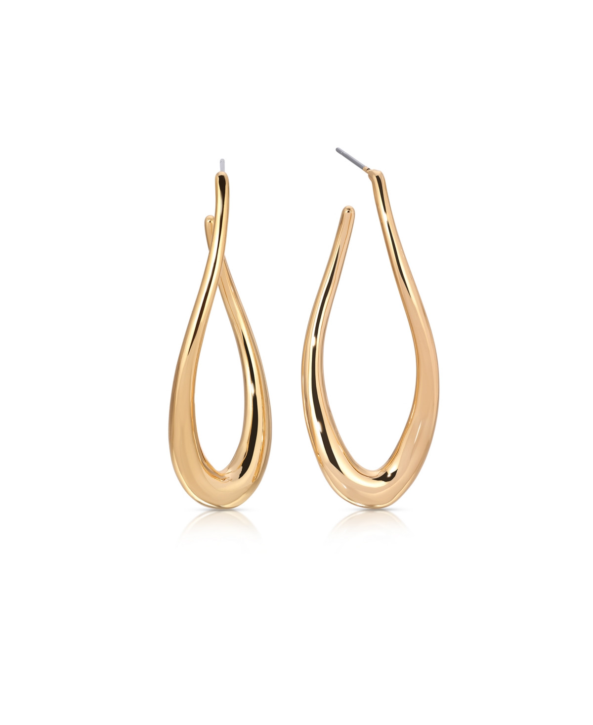 Ettika Oblong 18k Gold Plated Abstract Hoop Earring - Gold | Macy's