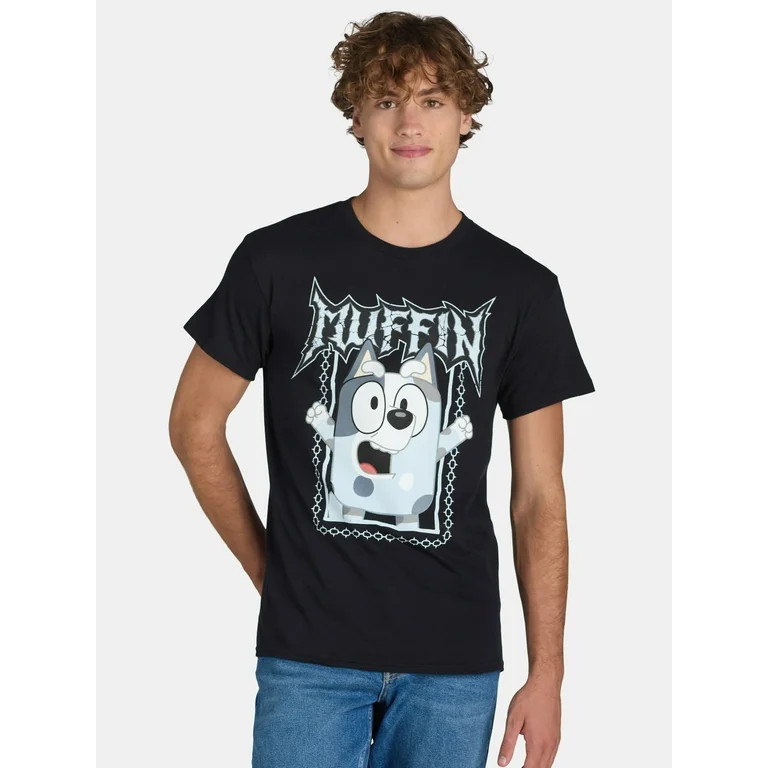 Bluey Men's and Big Men’s Cotton Muffin Metal Graphic Tee Shirt, Sizes S-3XL | Walmart (US)