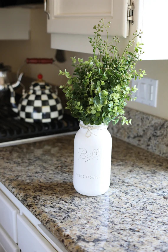 Half Gallon Mason Jar, Extra Large Mason Jar, White Mason Jar, Distressed Mason Jar, Painted Maso... | Etsy (US)