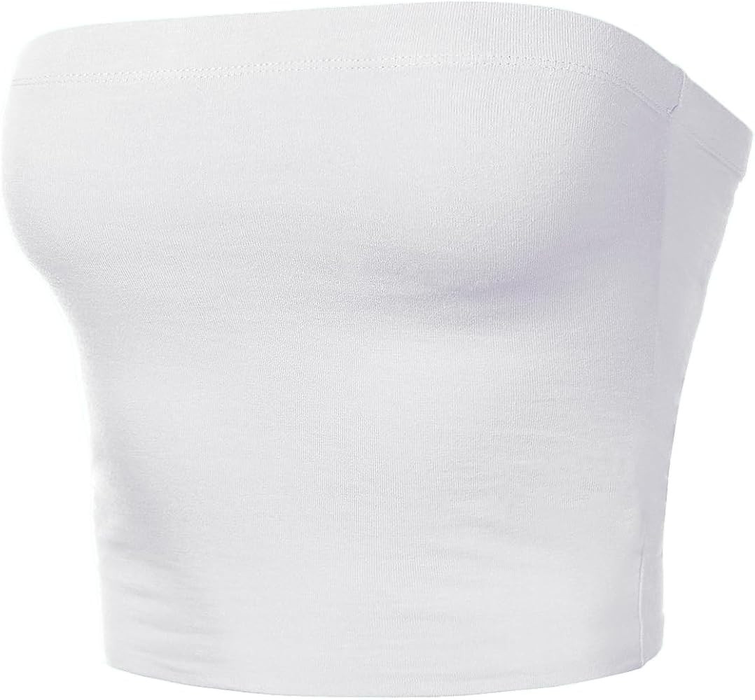 Women's Tube Crop Tops Strapless Cute Sexy Cotton Basic Solid Casual Cami Tops | Amazon (US)