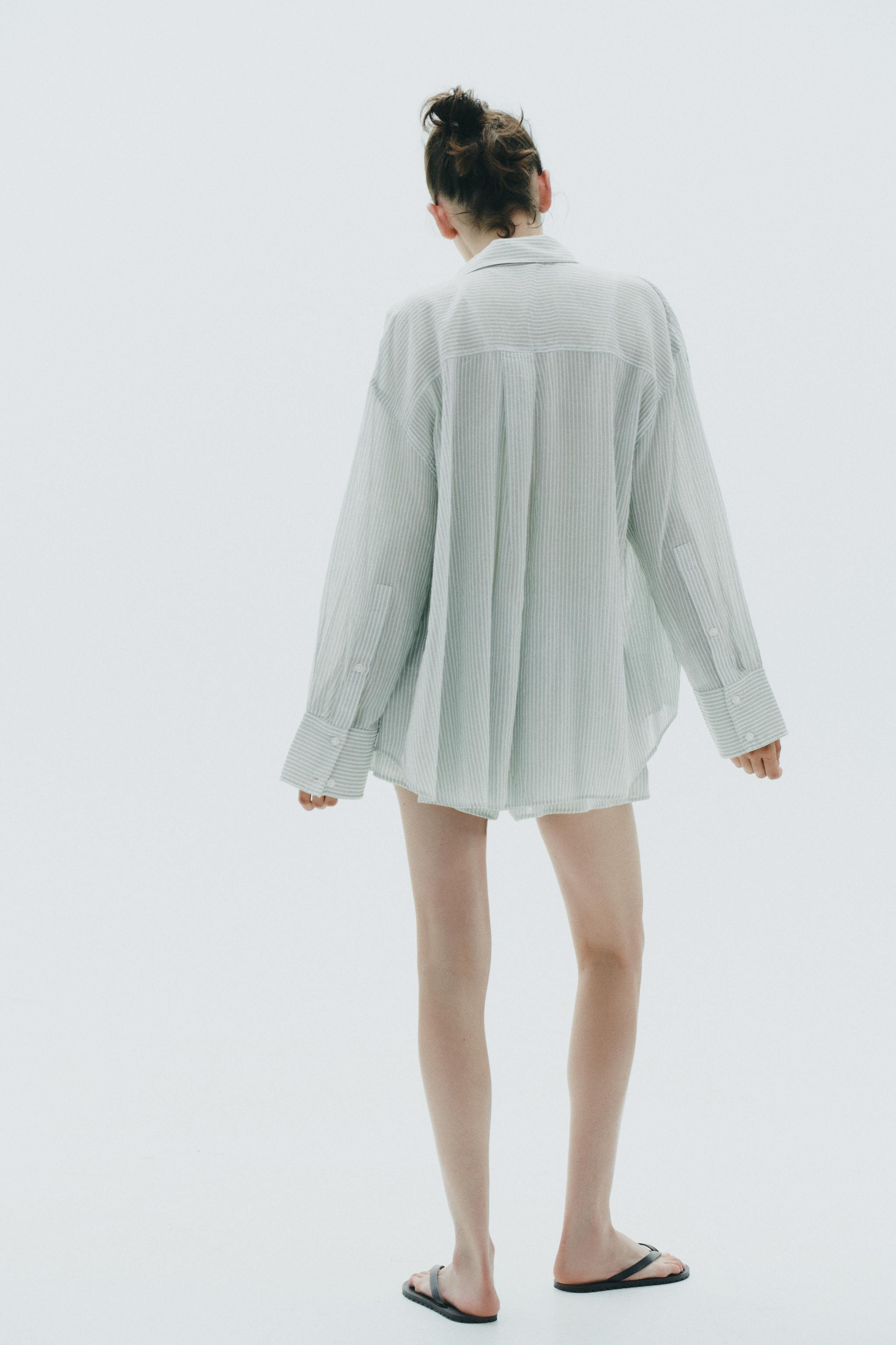 OVERSIZE STRIPED GAUZE SHIRT | Zara UK