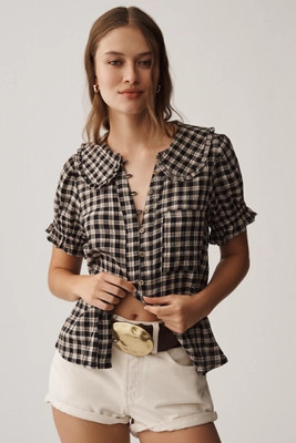 The Keira Plaid Blouse by Pilcro | Anthropologie (US)