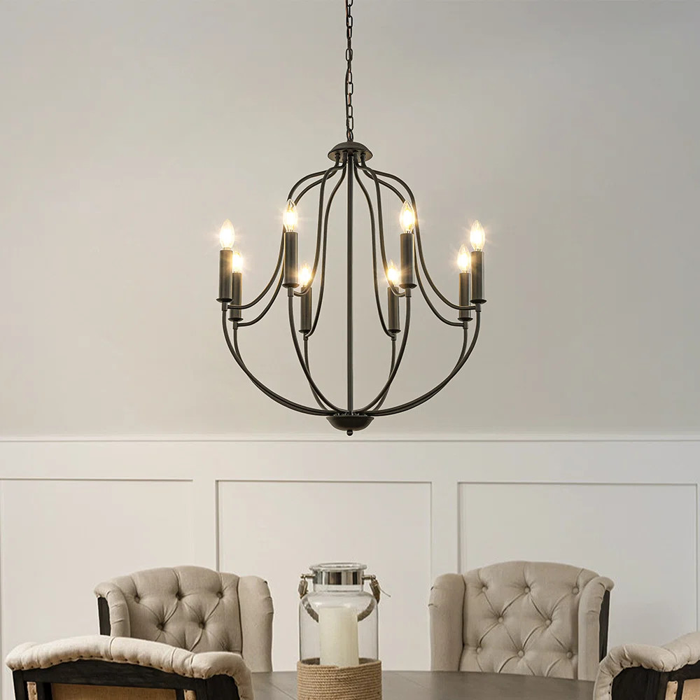 26'' 8-light Modern Classic Candelabra Chandelier Farmhouse Candle Pendant Light For Living Room ... | Wayfair North America