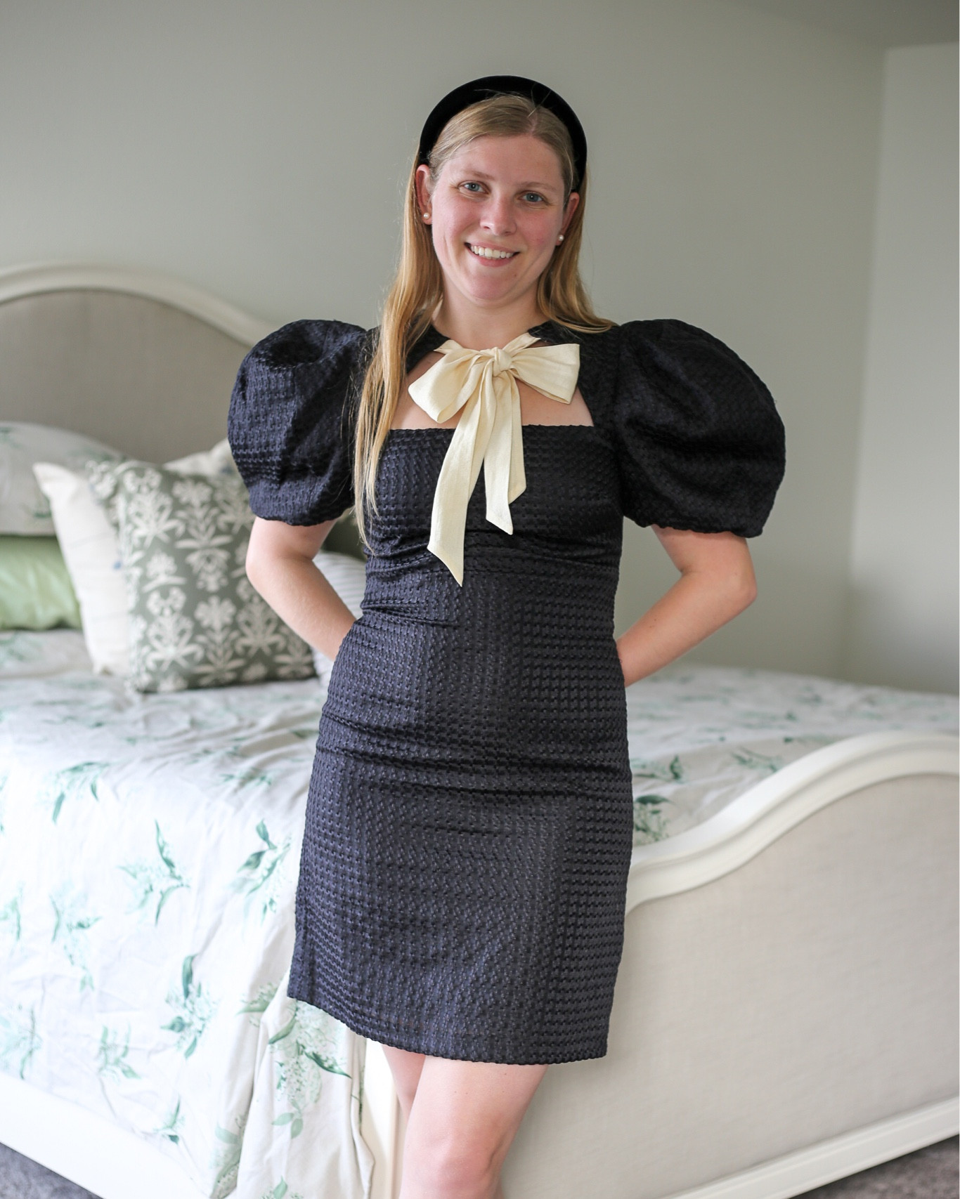 Black puff sleeve dress with tie bow. Wednesday Addams meets Blair Waldorf fall outfit inspo  

#LTKSeasonal