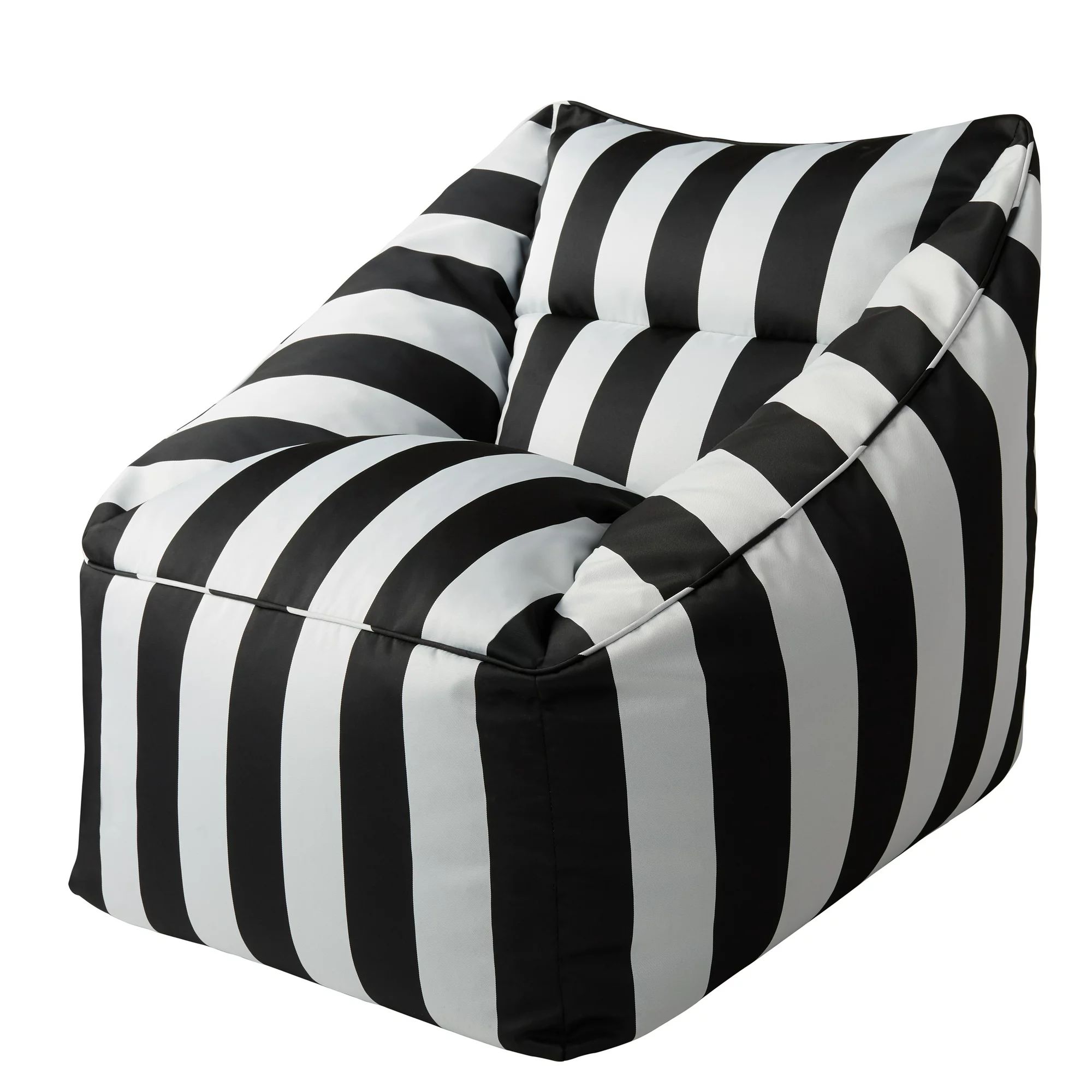 Better Homes & Gardens Dream Bean Patio Bean Bag Chair, Black and White Cabana Stripes | Walmart (US)