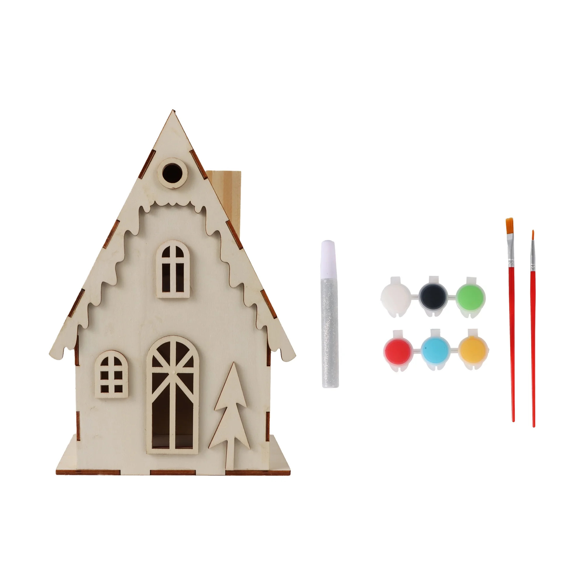 Hello Hobby LED Light up House, Unfinished Plywood House, 6.35 x 3.7 x 9.45 inch, Holiday Craft K... | Walmart (US)