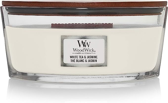 Woodwick Ellipse Scented Candle with Crackling Wick, White Tea and Jasmine | Amazon (UK)