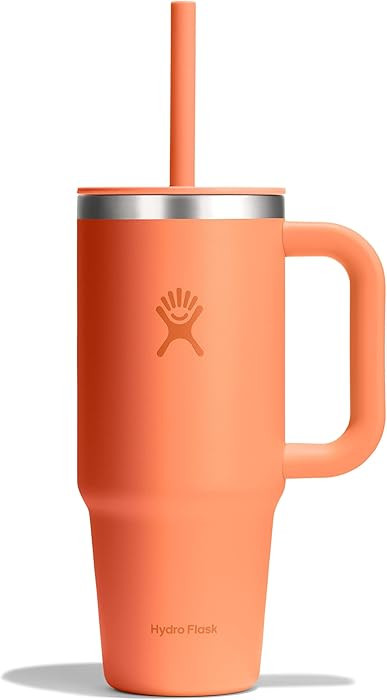 Hydro Flask Travel Tumbler with Handle, Lid and Straw - Insulated Stainless Steel in 24 Oz Nectar... | Amazon (US)