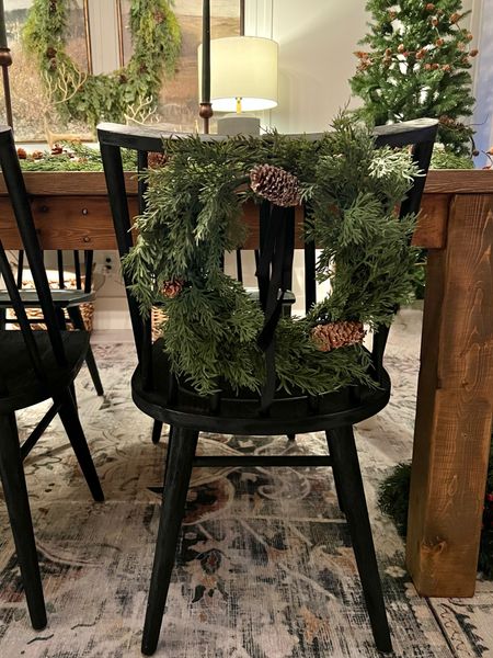 12” wreath from Walmart! Still available! This is super cute, a very natural look and feel. It came with red berries that I snipped off..😆
Dining room chair wreath, holiday home inspo 

#LTKhome #LTKHoliday #LTKSeasonal