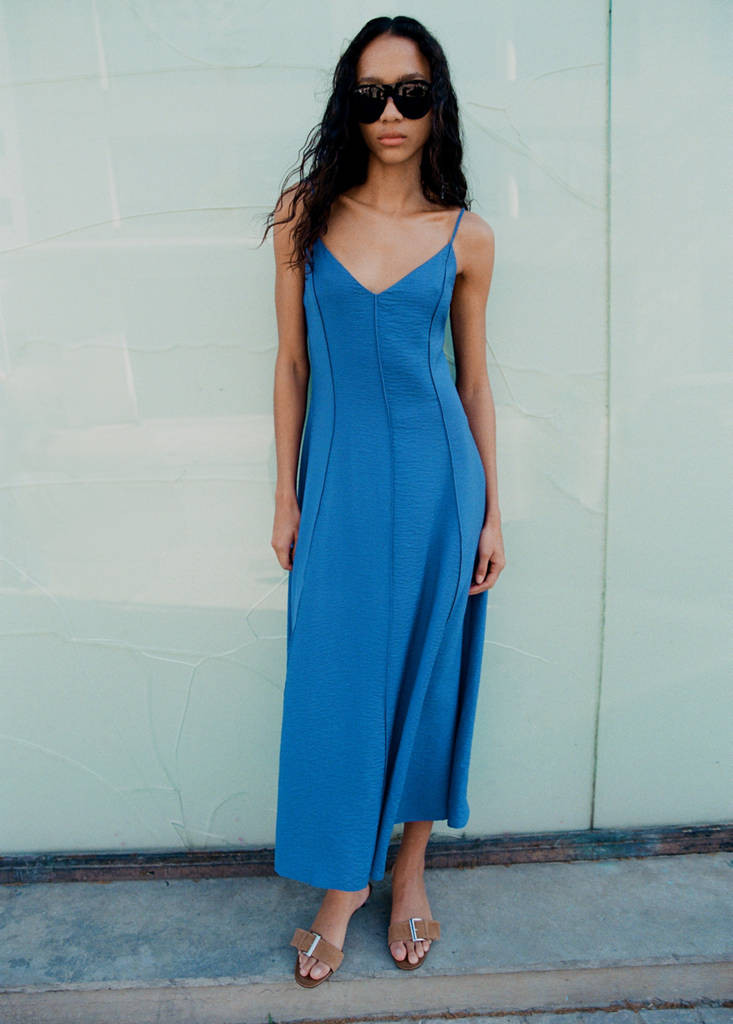 Midi dress with stitching details blue - Woman - 0 - MANGO | Mango (US/MX/AU)