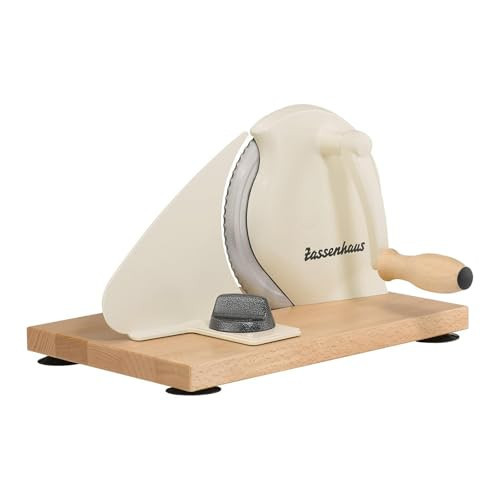 Zassenhaus Original Classic Adjustable Bread Slicer for Uniform Slices - Bread Slicer for Homemade Bread - 18/8 Stainless Steel Blade Sourdough Cutter - Cream, 11.75" x 8" | Amazon (US)