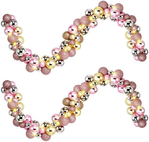 2 Pcs Christmas Balls Garland 6 ft Hanging Ornaments Xmas Balls Decorations with 2 Pcs 10 Feet LE... | Amazon (US)