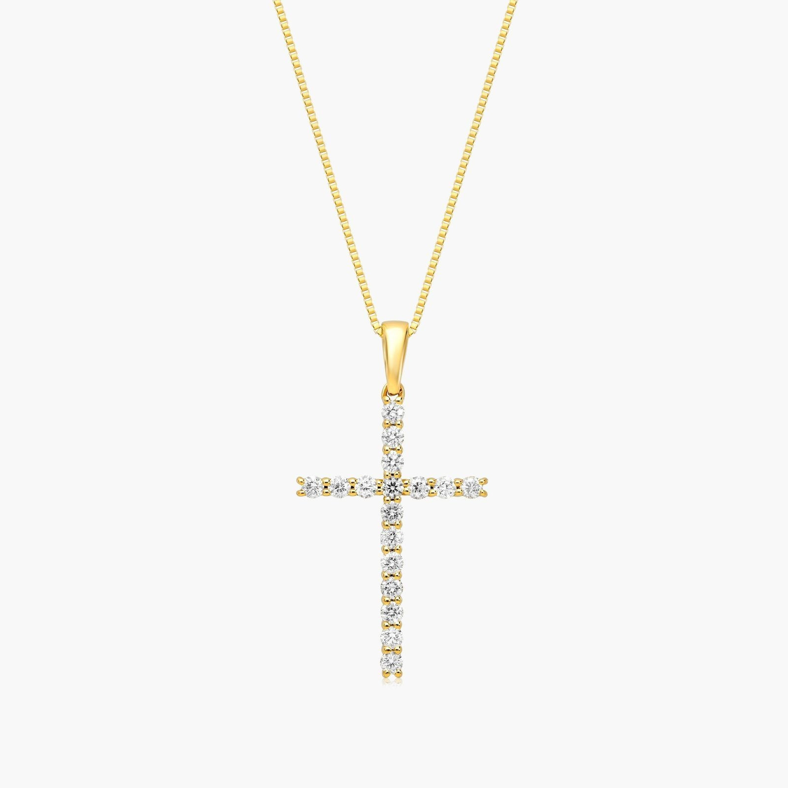14K Yellow Gold Lab-Created Diamond Cross Pendant-81643y14l | JamesAllen