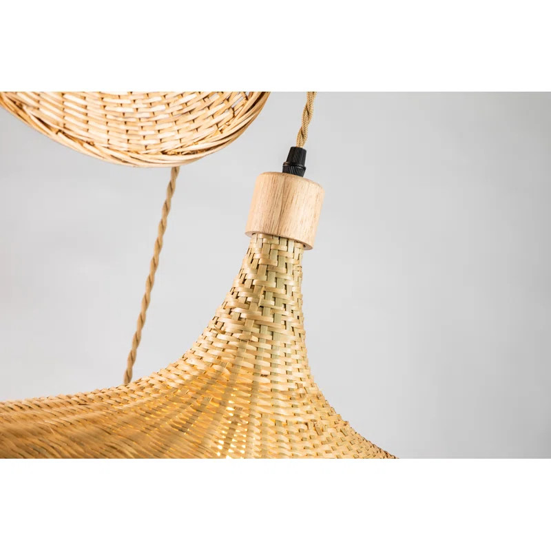 3- Lights Unique Wicker Rattan Pendant Light | Wayfair North America