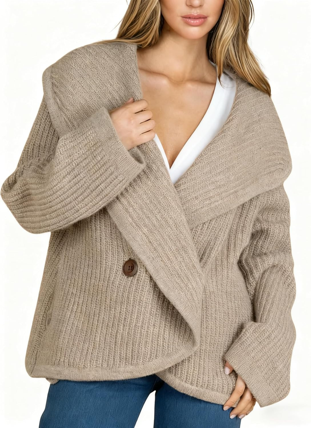 AMEBELLE Cardigan Sweaters for Women Trendy Fall Oversized Long Sleeves Chunky Cardigan Jacket Knit Outwear with Lapel Collar | Amazon (US)