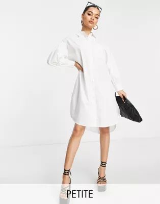 Vero Moda Petite oversized midi shirt dress in white | ASOS (Global)