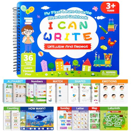 HENPISEN Preschool Learning Activities - Tracing Books for Kids Ages 3-5, Toddler Handwriting Practice - Letter Tracing for Kids Preschool Kindergarten Workbooks 3-5, Learning Books for 3-5 Year Olds | Amazon (US)