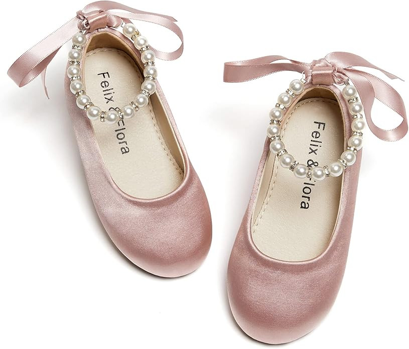 Felix & Flora Girls Toddler Little Ballet Shoes - Flower Girls Mary Jane Flats Dress Shoes Party ... | Amazon (US)