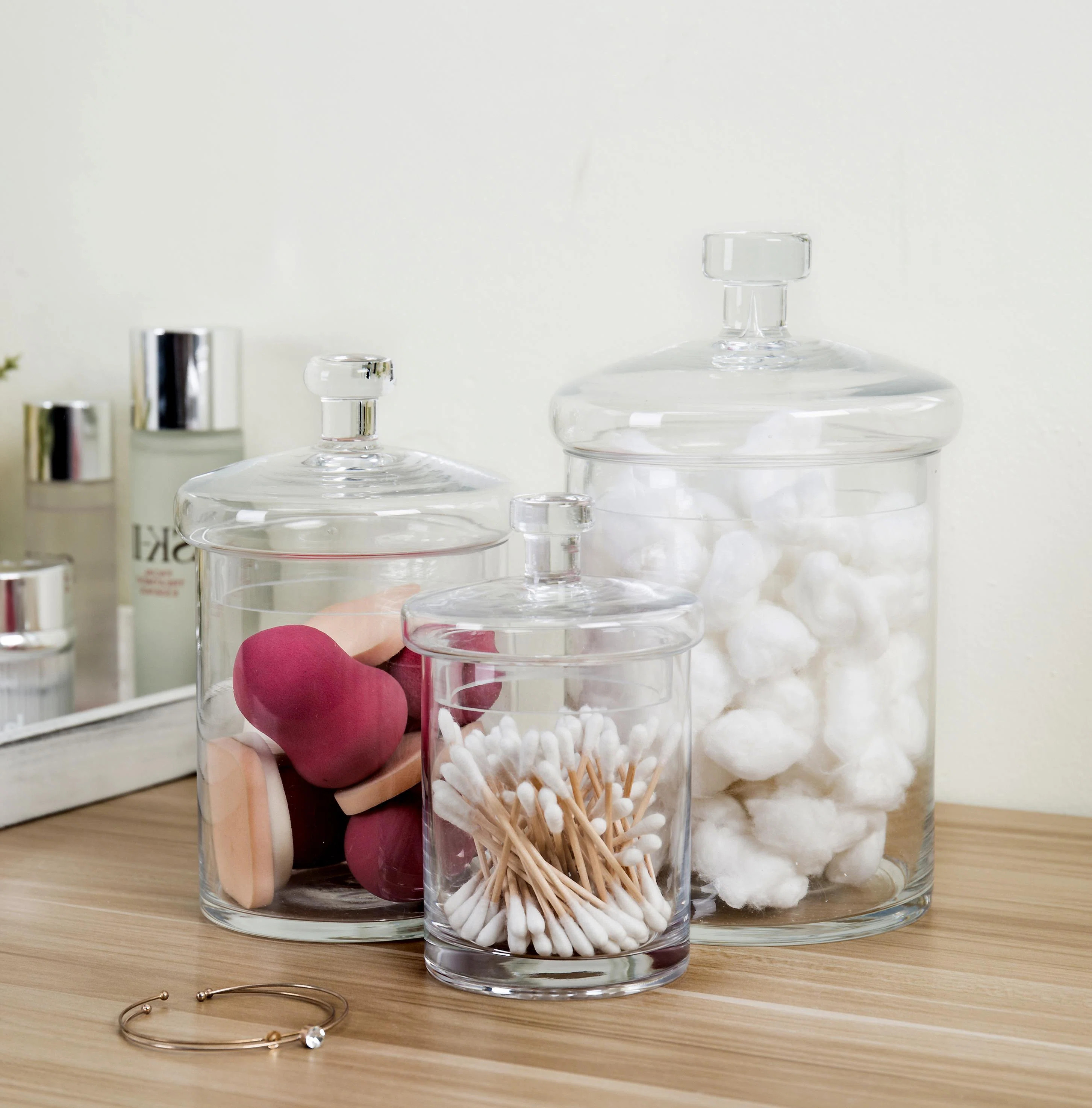 Glass 3 Piece Bathroom Storage Container | Wayfair North America