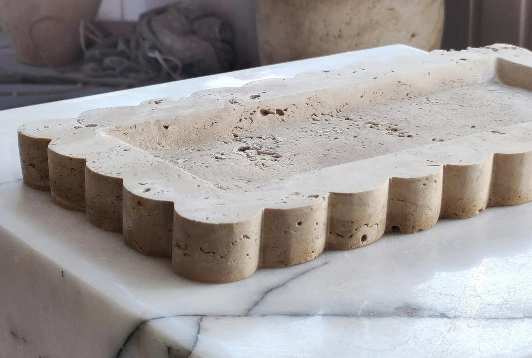 30x15cm Catchall Tray, Travertine Vanity Key Tray, Entryway Catch All Square, Jewelry Plate, Neck... | Etsy (US)