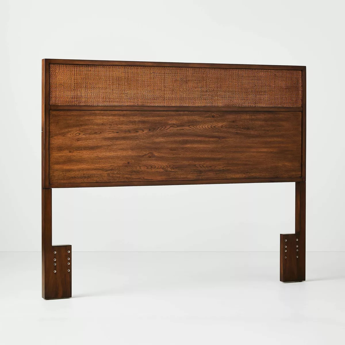 Full/Queen Wood & Cane Transitional Headboard Brown: Farmhouse Style, Stained Finish - Hearth & H... | Target