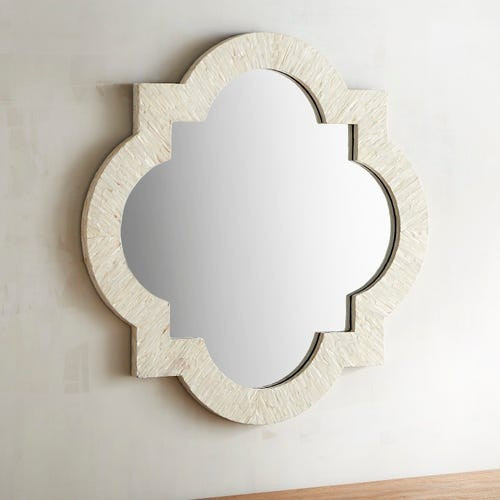 Ivory Mother-of-Pearl Quatrefoil 20x20 Mirror | Pier 1 Imports