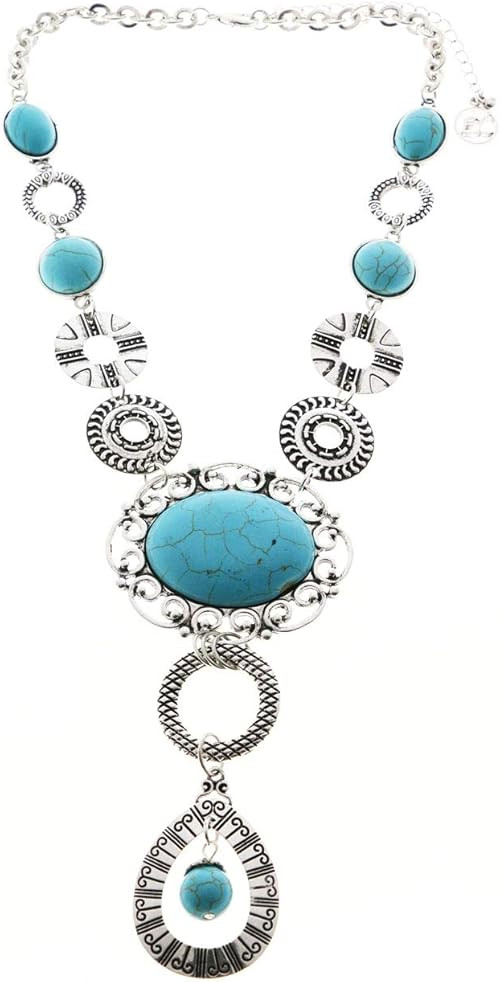 Erica Lyons Semi-Precious Statement-Necklace Silver-Tone/Blue | Amazon (US)