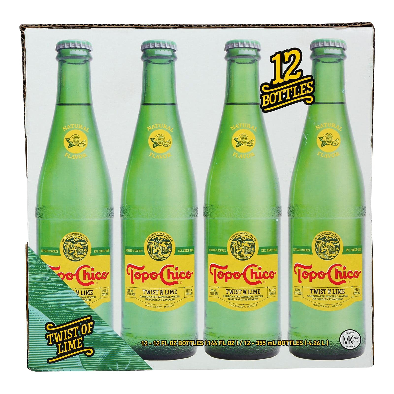 Topo Chico, Water Sparkling Mineral Lime, 12 Fl Oz, 12 Pack | Amazon (US)