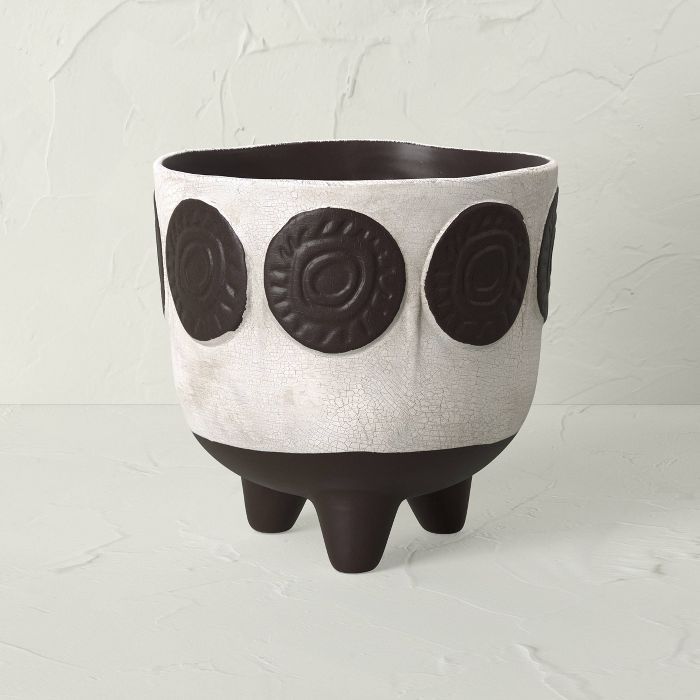 Small Indoor/Outdoor Stoneware Planter Gray Circles - Opalhouse&#8482; designed with Jungalow&#84... | Target