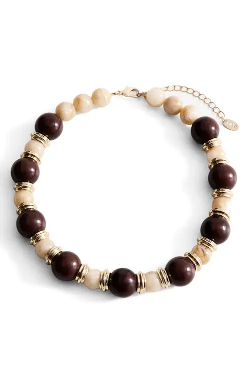 MANGO Mixed Bead Necklace in Brown at Nordstrom | Nordstrom