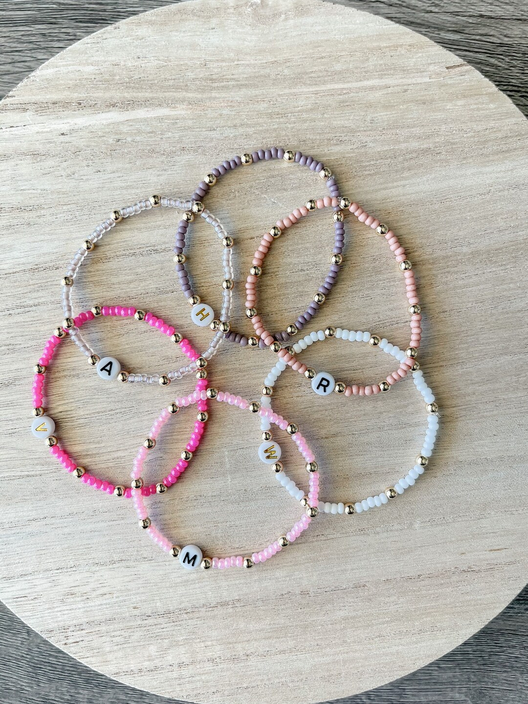 Initial Personalized bracelets , beaded bracelets , Gold initials bracelets , handmade gifts | Etsy (US)