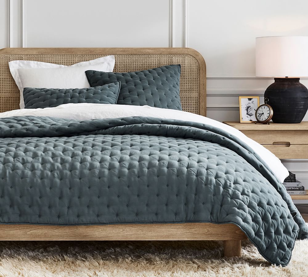 Steel Blue TENCEL™ Tufted Quilt, Full/Queen | Pottery Barn (US)