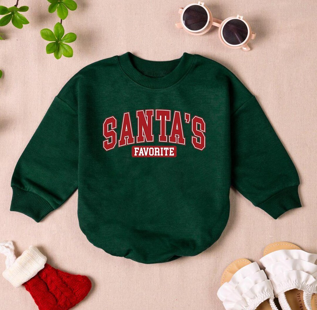 Santa's Favorite Baby Romper Sweatshirt - Christmas Infant Clothes - Etsy | Etsy (US)