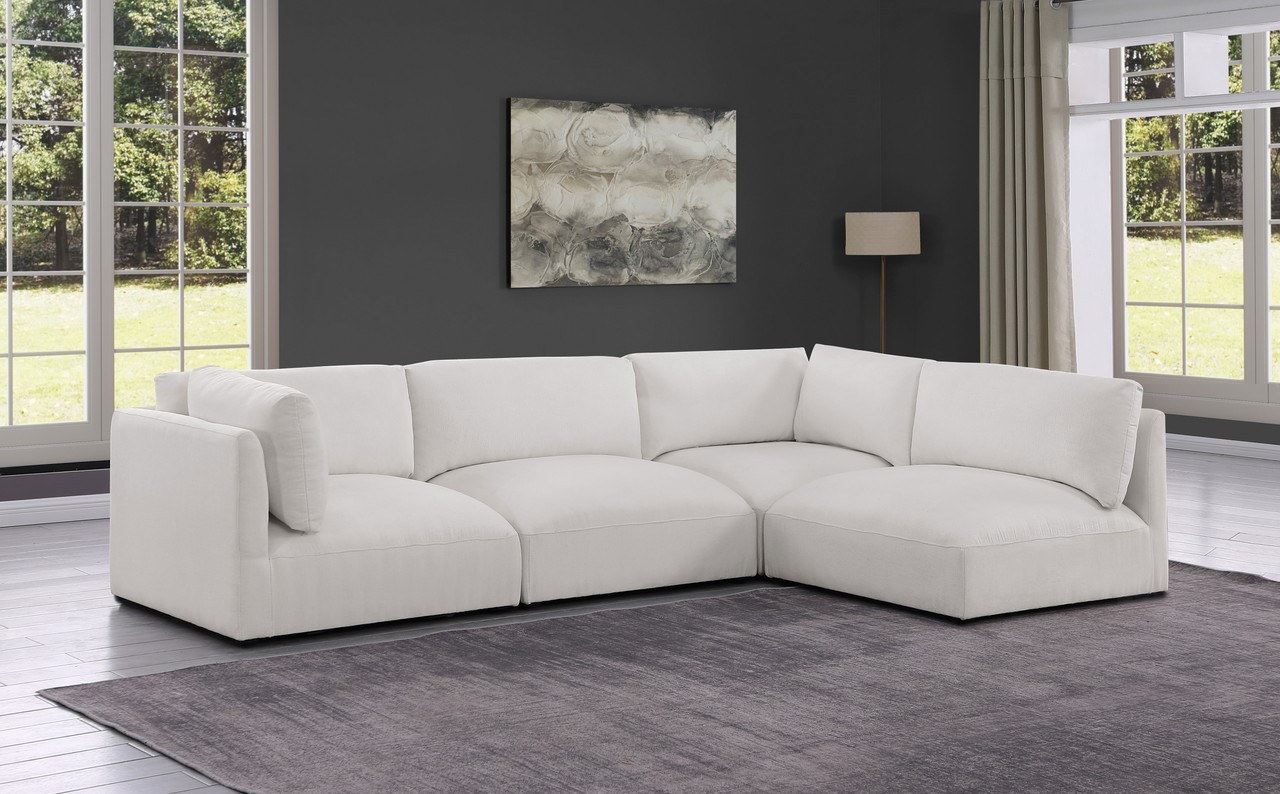 Ease Polyester Fabric 4 Piece Modular Sectional In Cream | 1stopbedrooms