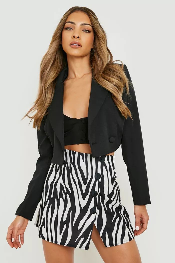 Animal Print Button Front Mini Skirt | Boohoo.com (UK & IE)