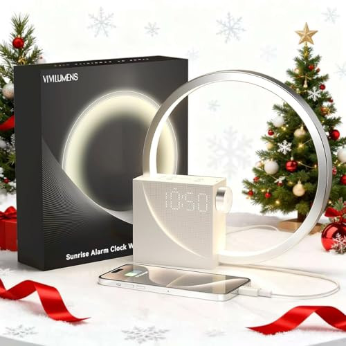 Vivilumens Sunrise Digital Alarm Clock, White Noise Sound Machine, Sleep Aid Timer with USB Port, Dimmable Digital Clocks Display, Snooze,10 Ringtones for Heavy Sleepers, Bedroom Decor Gifts for Women | Amazon (US)