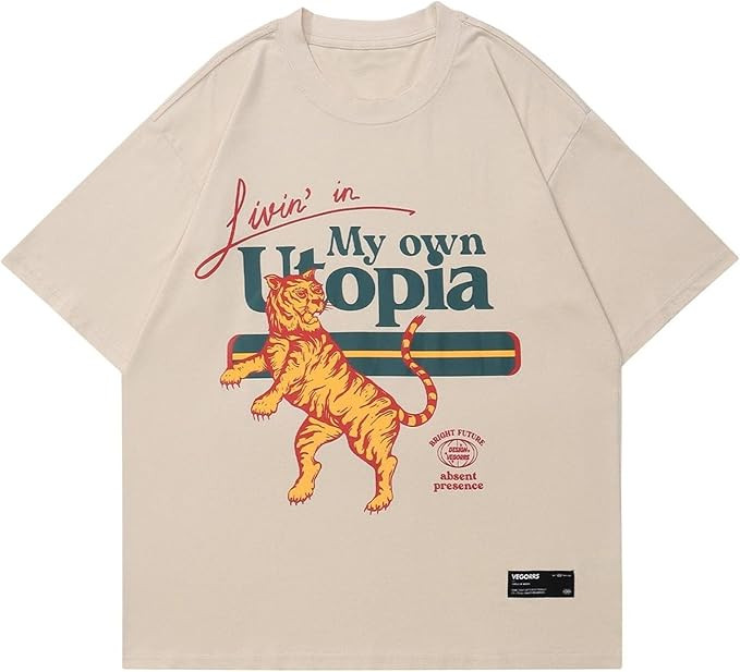 Aelfric Eden Mens Oversized T Shirts Tees Tiger Graphic Tee Print Cotton Tops Streetwear Casual S... | Amazon (US)