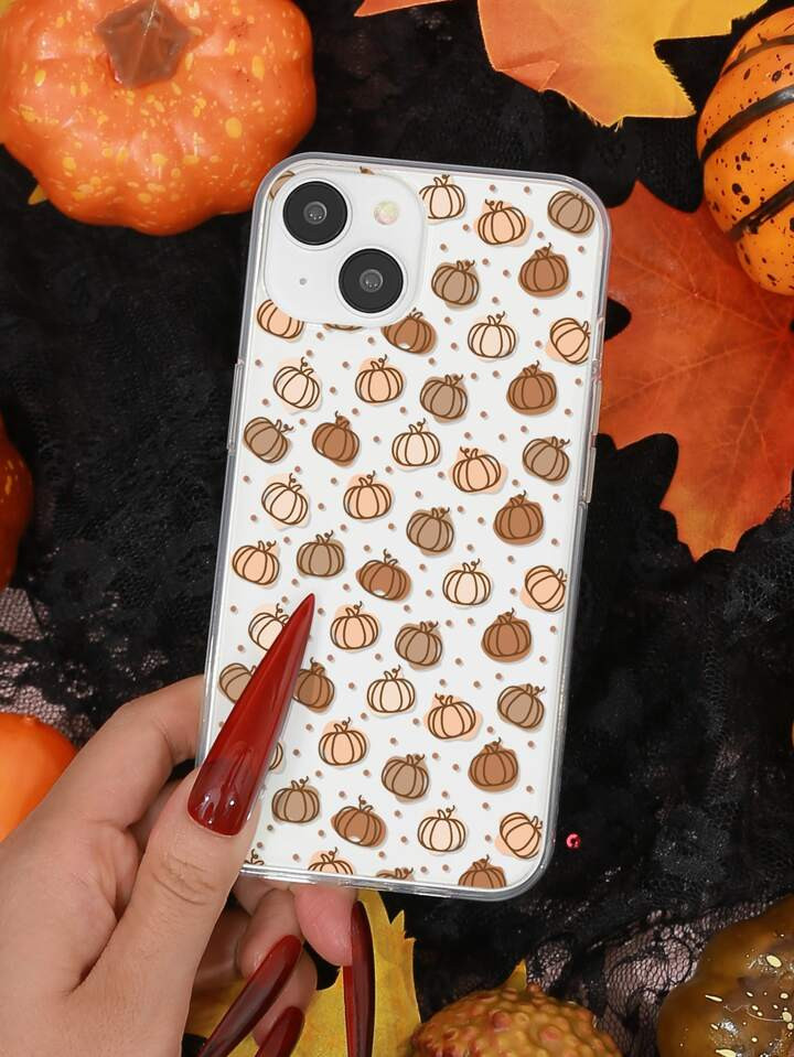 Pumpkin Pattern Clear Phone Case | SHEIN