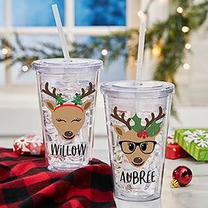 Build Your Own Reindeer Personalized Acrylic Insulated Tumbler for Girls | Personalization Mall