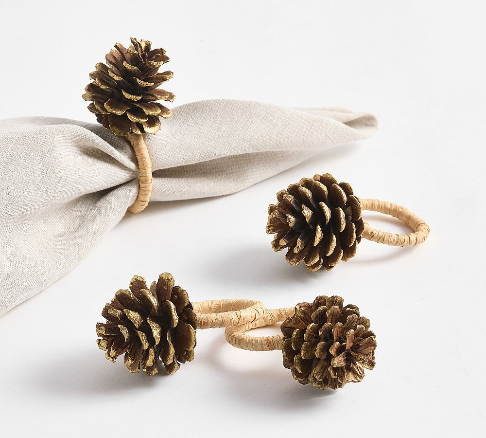 Pinecone Napkin Rings, Set of 4 - Brown | Pottery Barn (US)