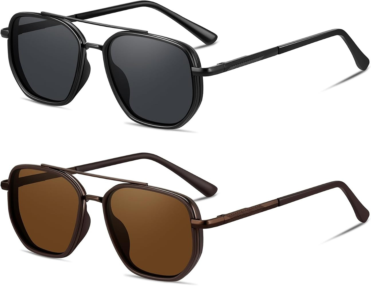 Tangle Free Polarized Aviator Sunglasses for Women Men Retro Trendy Metal Square UV400 Protection... | Amazon (US)