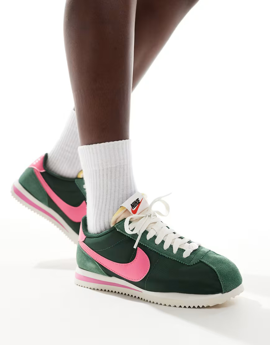 Nike Cortez TXT trainers in green and pink | ASOS (Global)