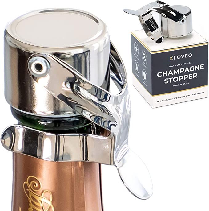 Champagne Stoppers by Kloveo - Patented Seal (No Pressure Pump Needed) Made in Italy - Profession... | Amazon (US)