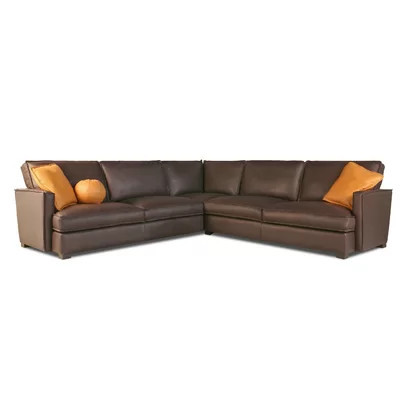 Delano 123" Wide Genuine Leather Corner Sectional | Perigold