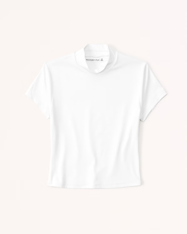 Short-Sleeve Sleek Seamless Fabric Mockneck Top | Abercrombie & Fitch (US)